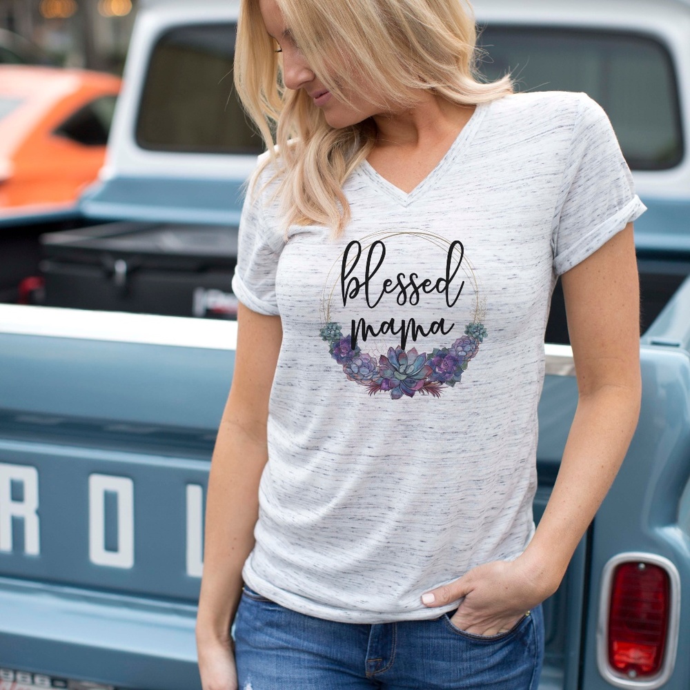 NWT Purple Blessed Mama Women's Graphic Tee Shirt
